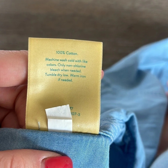 NWT Light Wash Thereabouts Little & Big Girls Long Sleeve Button-Down Shirt - Picture 6 of 7